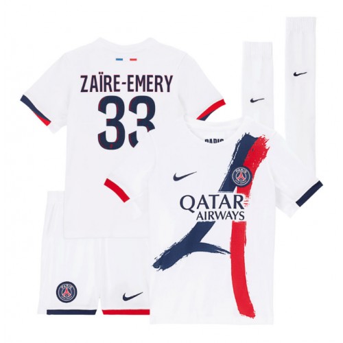 Stroje piłkarskie Paris Saint-Germain Warren Zaire-Emery #33 Koszulka Wyjazdowej dla dzieci 2025-26 Krótki Rękaw (+ szorty)